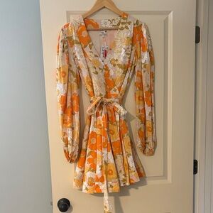 Mille Resort & Travel Floral Wrap Dress — Orange & Cream